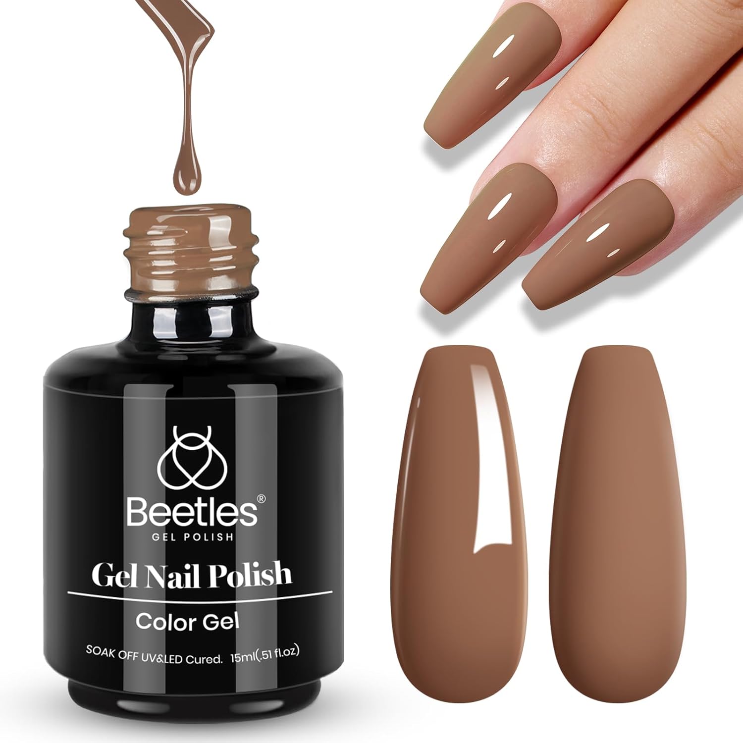 Beetles Gel Nail Polish, 1Pcs 15ml Beyonce Caramel Brown Color Soak Off Gel Polish Nail Art Manicure Salon DIY Uv Lamp Nail Design Decoration at Home - Image 7