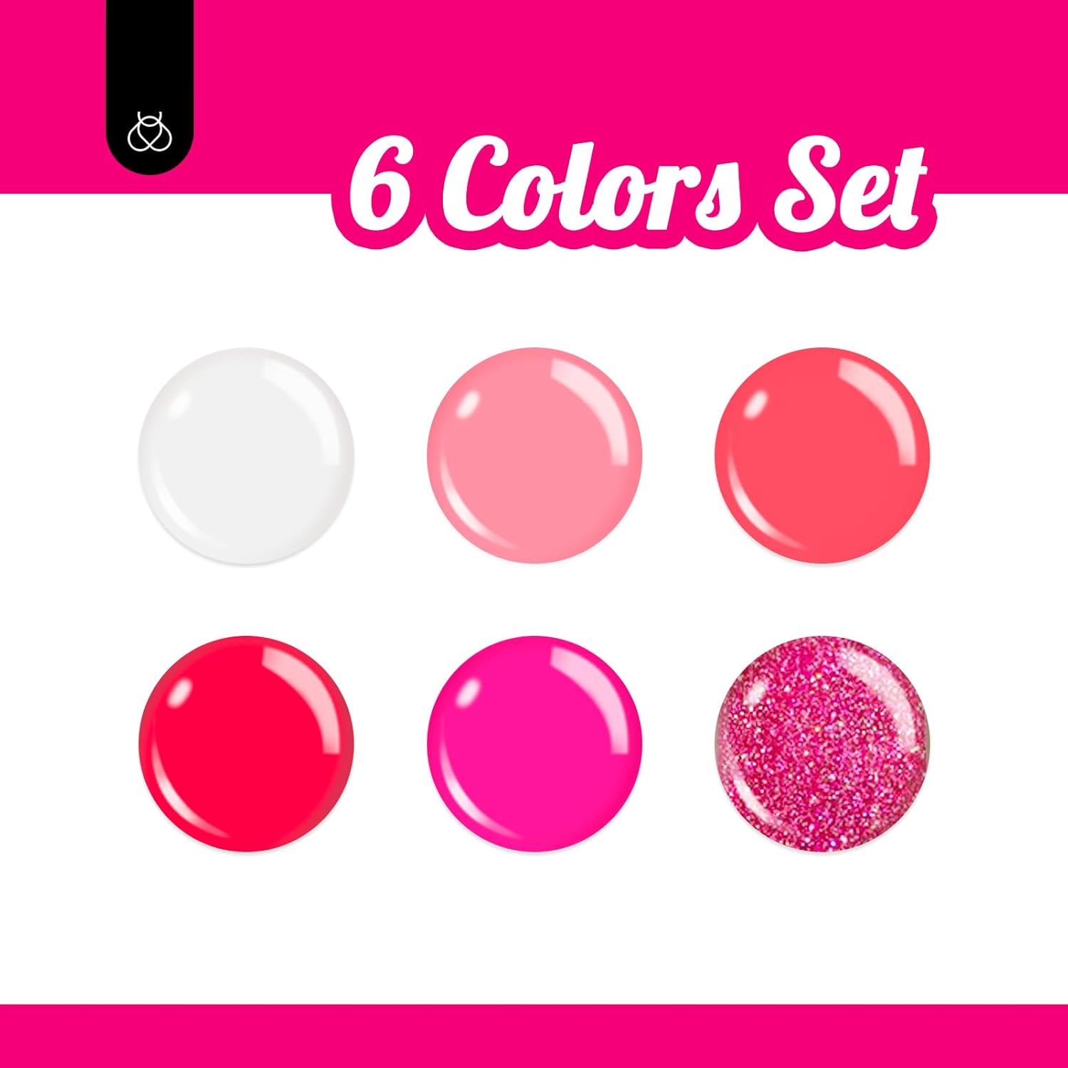 Beetles Gel Nail Polish Set - 6 Colors Hot Pink Rose Red Summer Nail Gel Polish Kit Gel Nail Polish Collection Pink Glitter Gifts for Women Soak Off Uv Nail Lamp Manicure Kit - Image 2