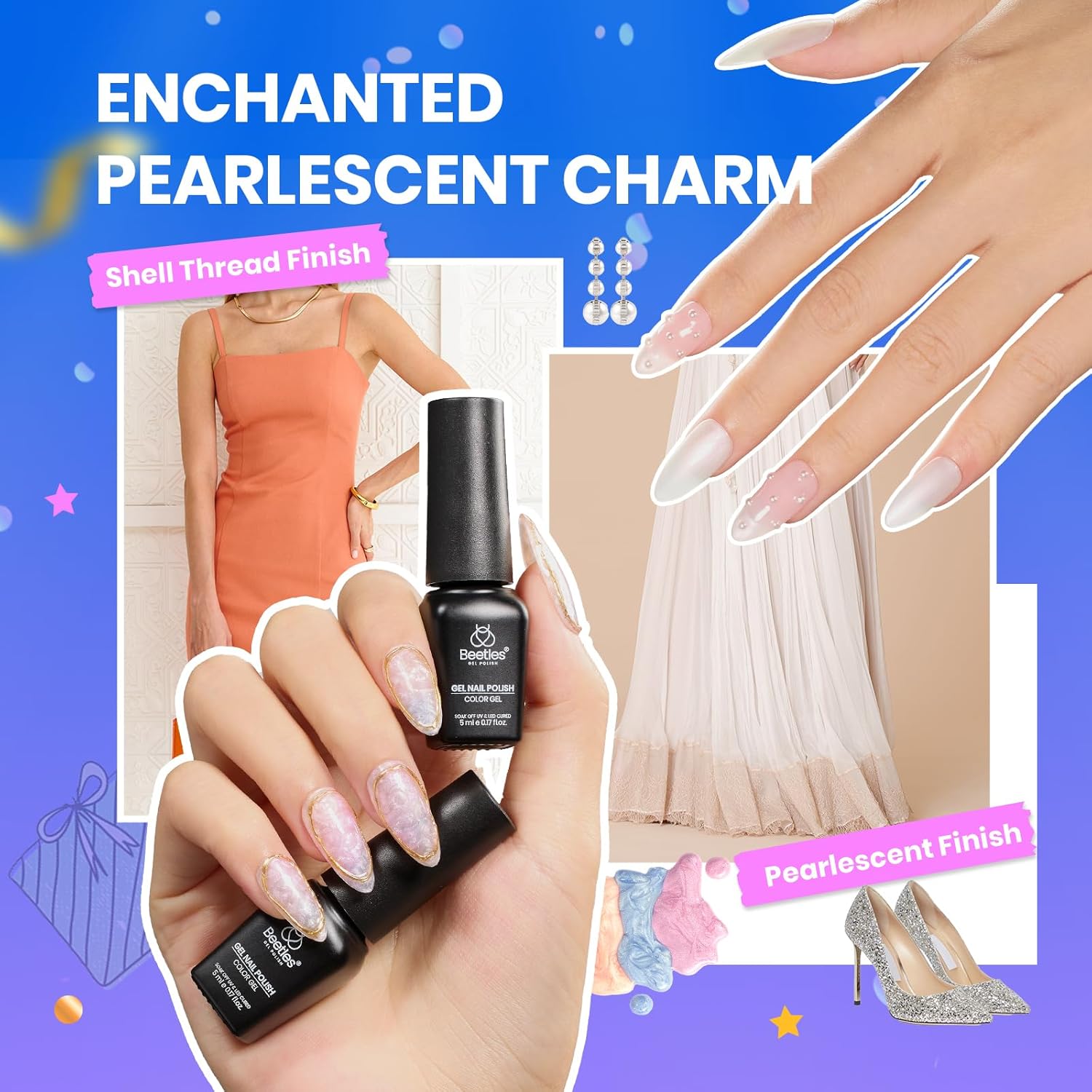 Beetles Gel Nail Polish Set,119 PCS 100 Colors Gel Polish Kit Base Glossy Matte Glitter Top Coat Neon Glitter Pearl Cat Eye White Red Pink Nude Nails Gift for Women Beetles Infinite Styles 100 Colors - Image 8