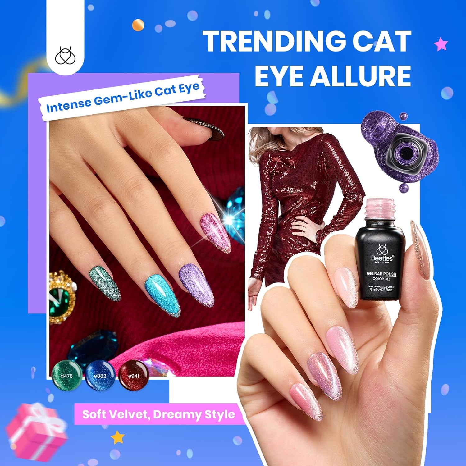 Beetles Gel Nail Polish Set,119 PCS 100 Colors Gel Polish Kit Base Glossy Matte Glitter Top Coat Neon Glitter Pearl Cat Eye White Red Pink Nude Nails Gift for Women Beetles Infinite Styles 100 Colors - Image 7