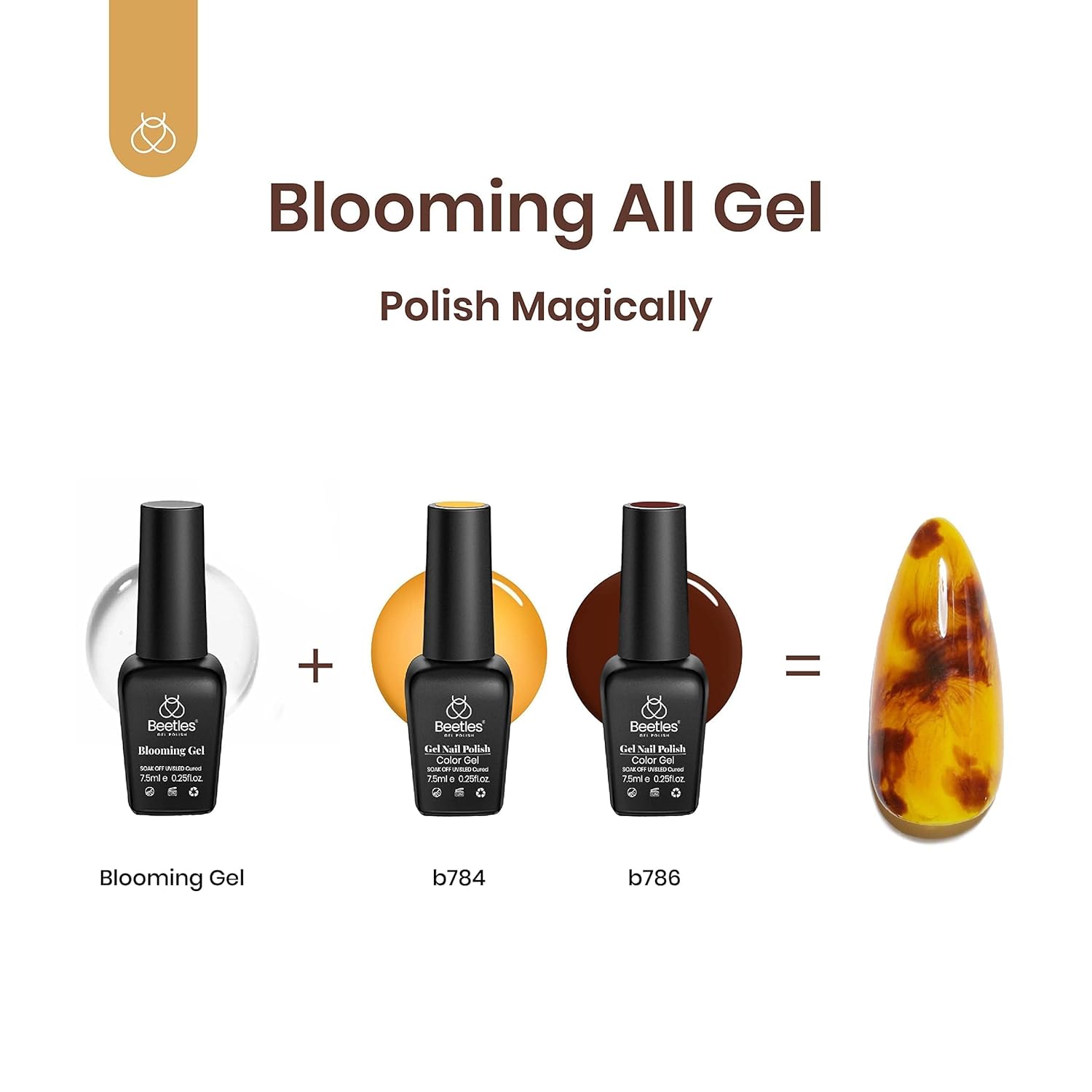 Beetles Gel Nail Polish with Blooming Gel Amber Attraction 5 Colors Gel Polish White Wine Gel Polish Set 1pcs Clear Blooming Gel Polish Soak Off Uv Gel Polish Set for Women - Image 5