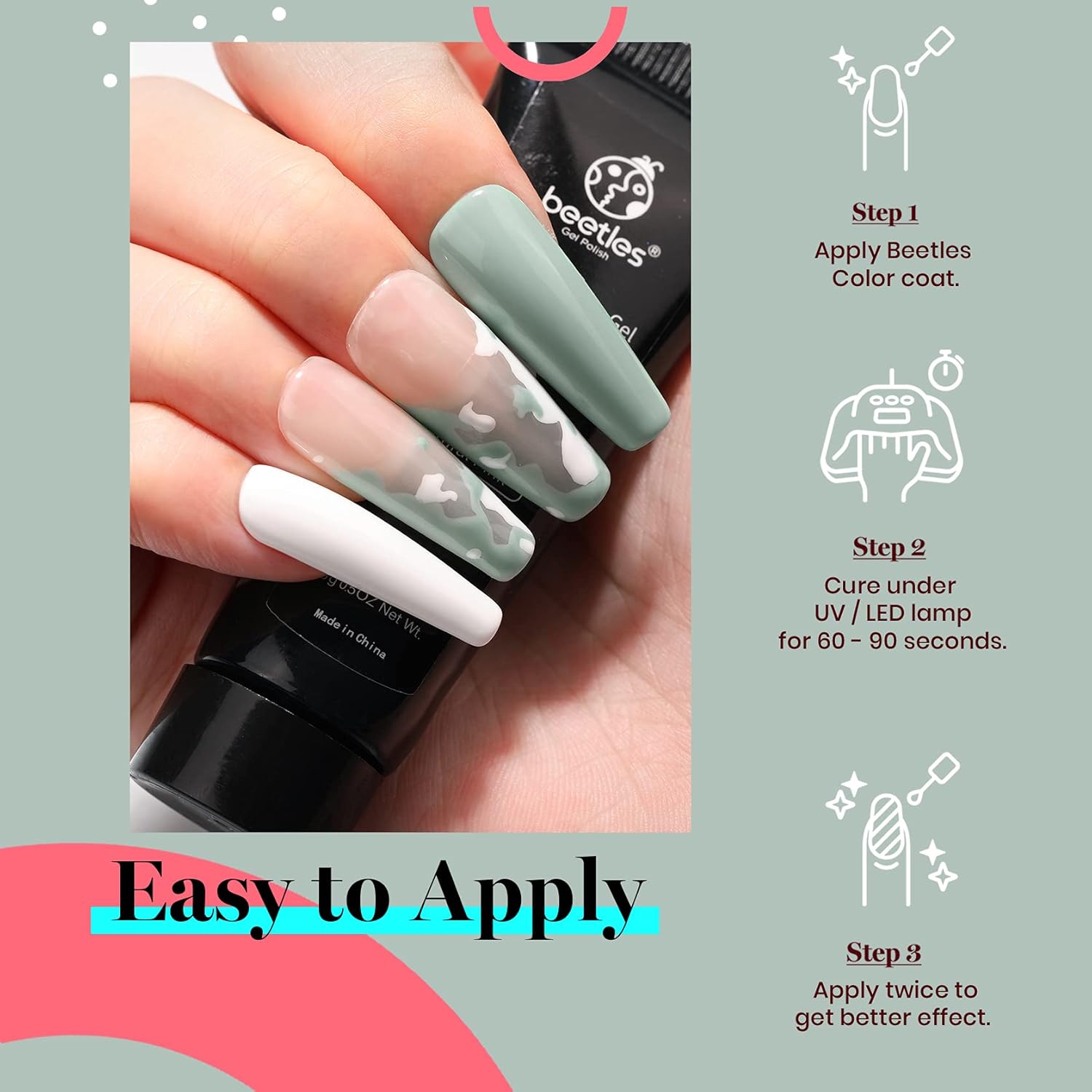 beetles Gel Polish Sage Green Gel Nail Polish 1 PCS 15ml Nail Gel Polish Soak Off UV LED Nail Lamp Needed Gel Polish Nail Art Manicure Salon DIY Home 0.5Oz - Image 6