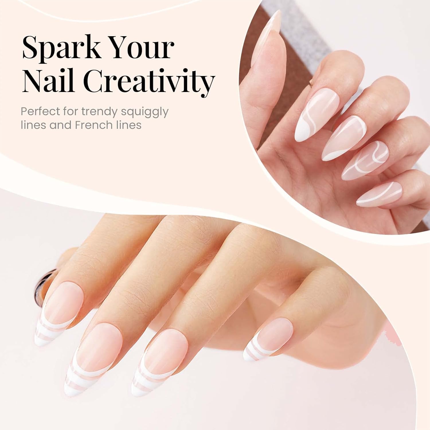 beetles Gel Polish Swirl Nail Art White Gel Liner Nail Polish 1 pcs 7ml Classic White Color Nails Art Paint for Thin French Tip Line Soak off Uv Lamp Manicure Salon - Image 4
