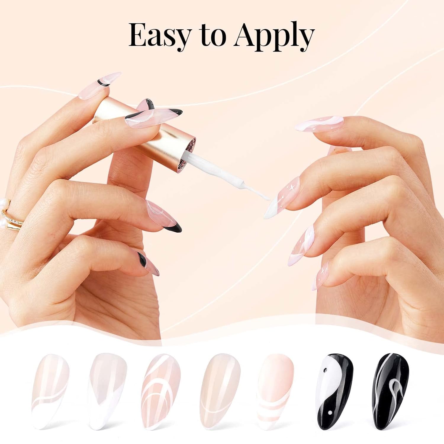 beetles Gel Polish Swirl Nail Art White Gel Liner Nail Polish 1 pcs 7ml Classic White Color Nails Art Paint for Thin French Tip Line Soak off Uv Lamp Manicure Salon - Image 3
