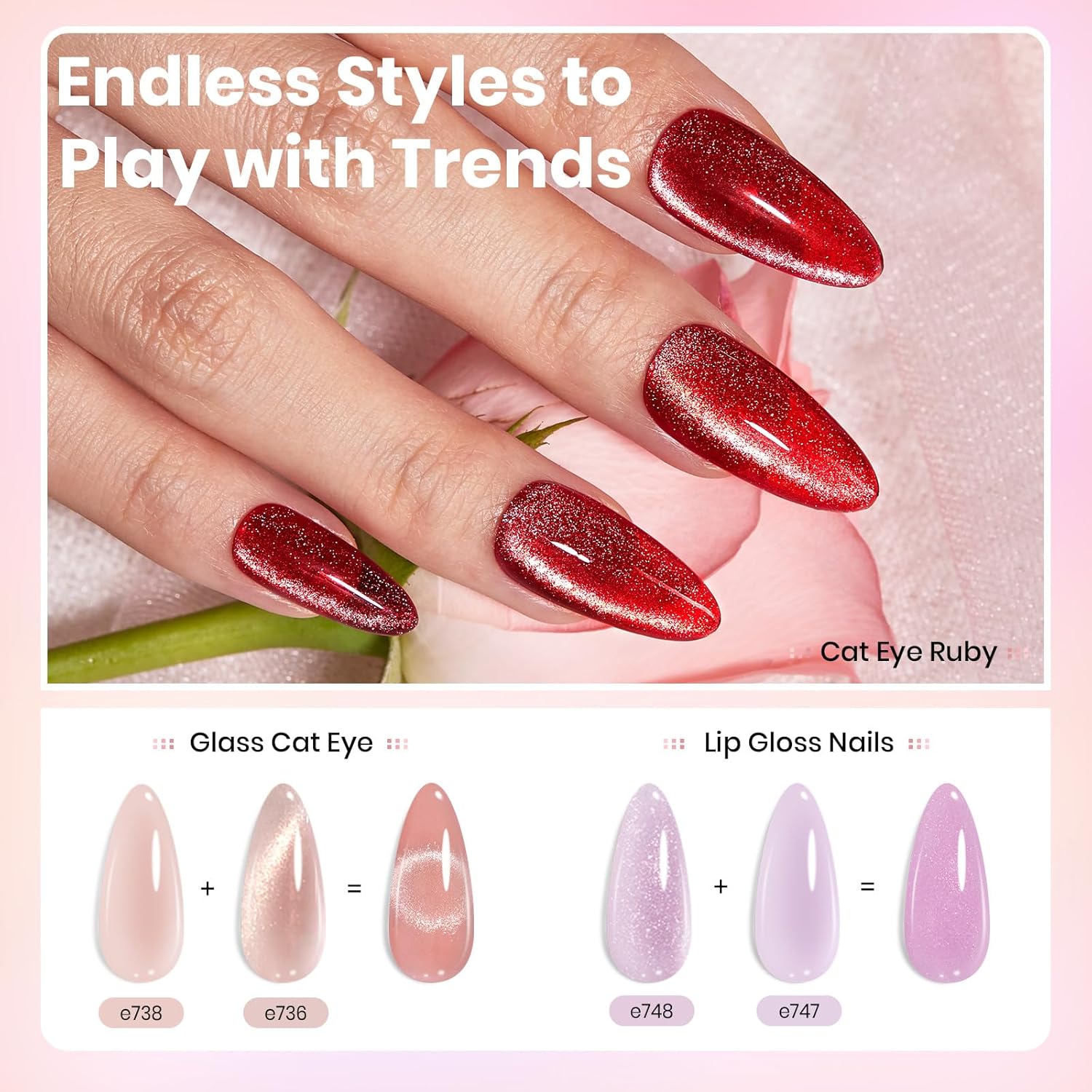 Beetles Jelly Gel Nail Polish Set, 53PCS 36 Colors Jelly Pink Milky White Red Black Blue Green Silver Cat Eye Base Glitter Glossy Matte Top Coat Crystal Ice Collection French Nails Gift for Women - Image 4