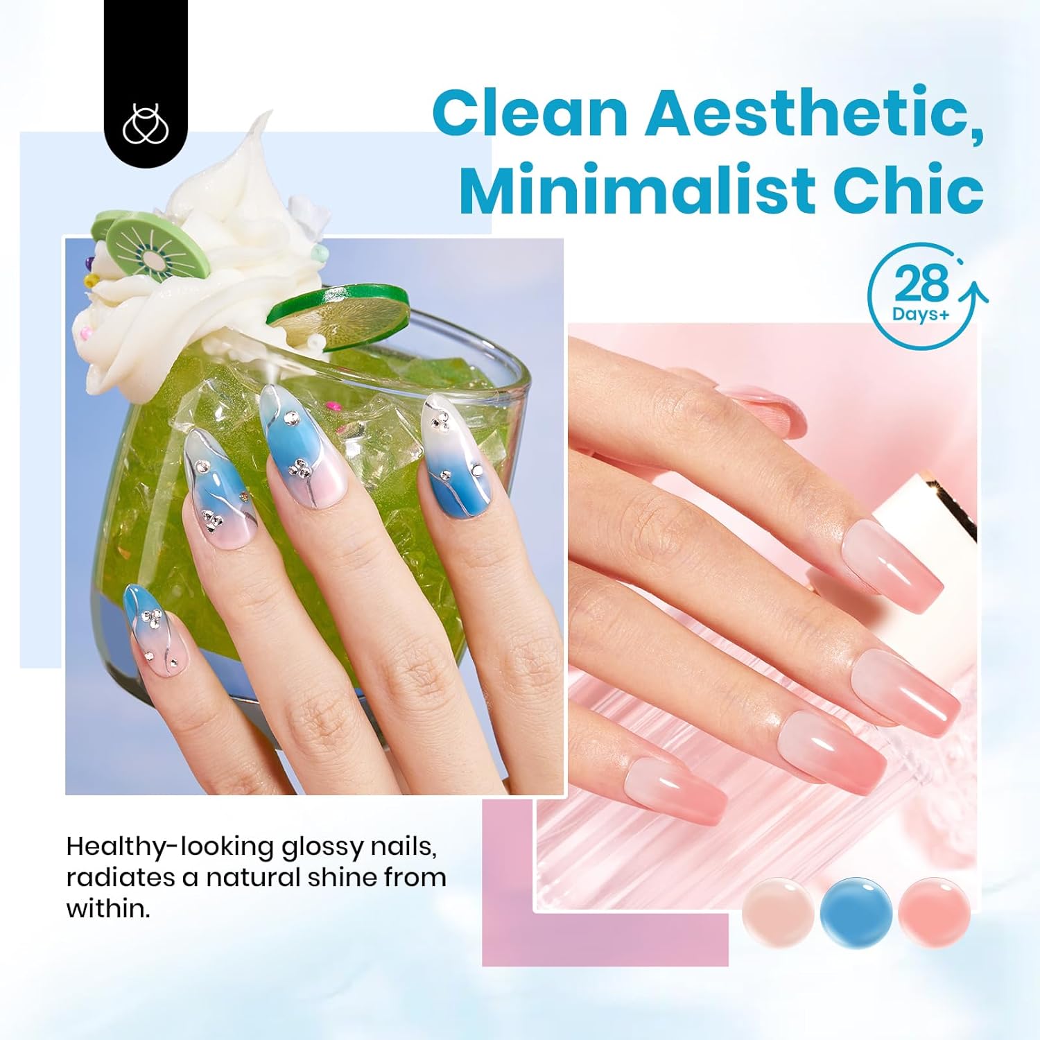 Beetles Jelly Gel Nail Polish Set, 53PCS 36 Colors Jelly Pink Milky White Red Black Blue Green Silver Cat Eye Base Glitter Glossy Matte Top Coat Crystal Ice Collection French Nails Gift for Women - Image 2