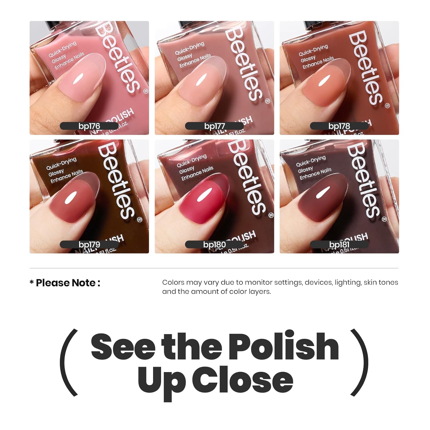Beetles Jelly Nail Polish Set, 6 Colors Sheer Pink Nail Polish Long Lasting & Quick Dry Clear Jelly for Women, Pink Nail Strengthener Polish for Salon DIY Manicure Set - Image 6