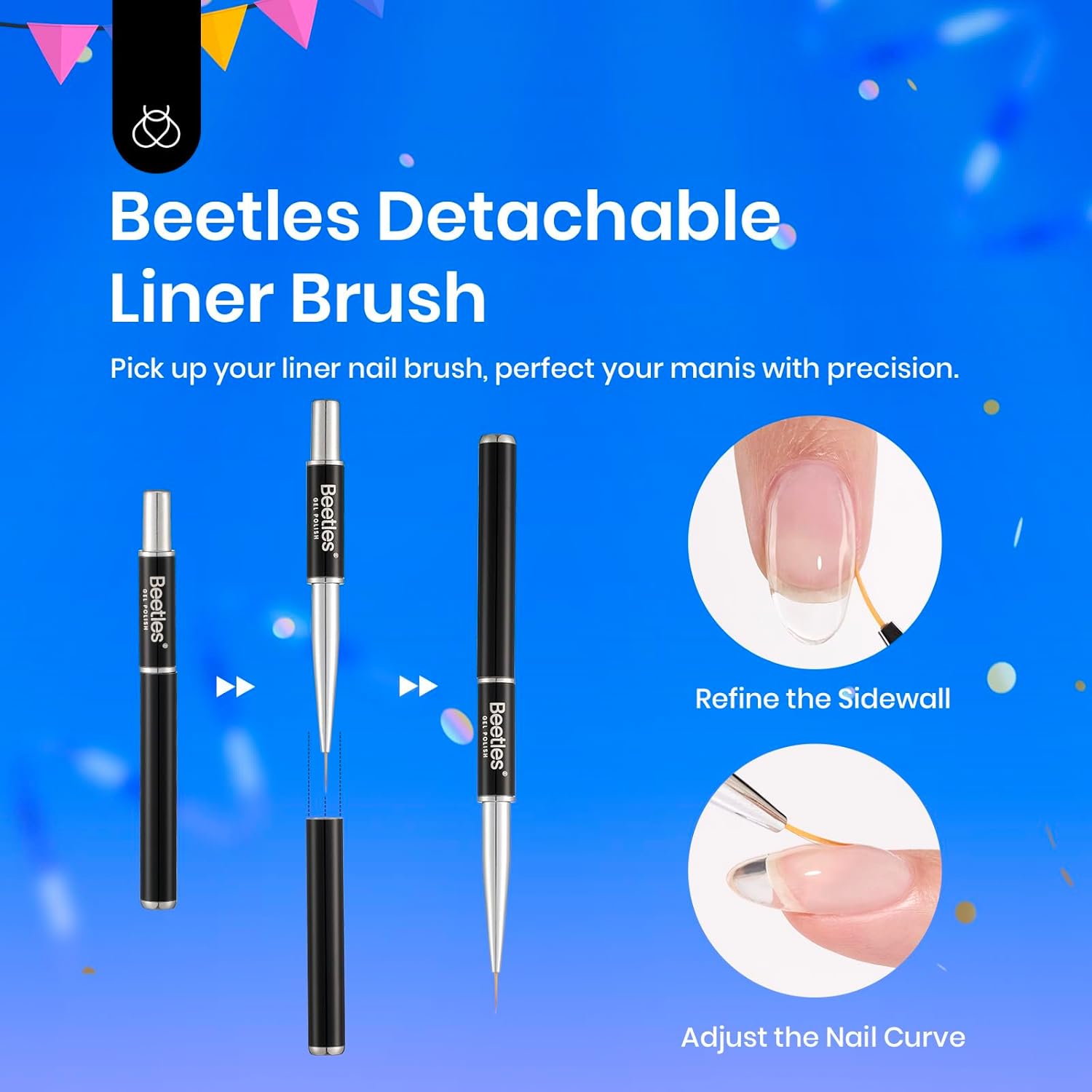 Beetles Low Heat Builder Nail Gel 0.51 OZ 7 in 1 Clear Strengthener Gel for Weak & Thin Nails Building Nail Apex & Extension with Detachable Liner Nail Brush for Beginners & DIY Salon Manicure - Image 4