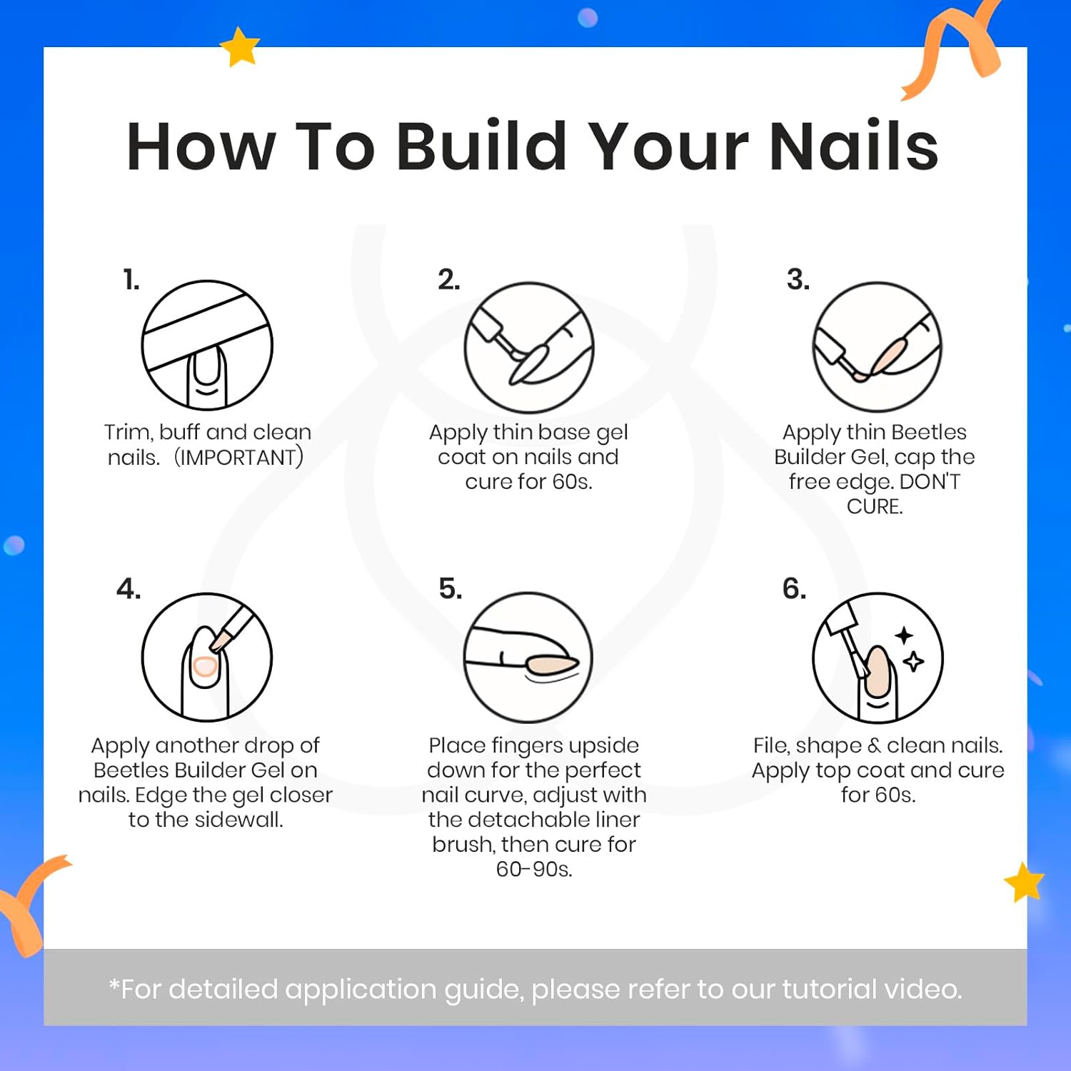 Beetles Low Heat Builder Nail Gel 0.51 OZ 7 in 1 Clear Strengthener Gel for Weak & Thin Nails Building Nail Apex & Extension with Detachable Liner Nail Brush for Beginners & DIY Salon Manicure - Image 6
