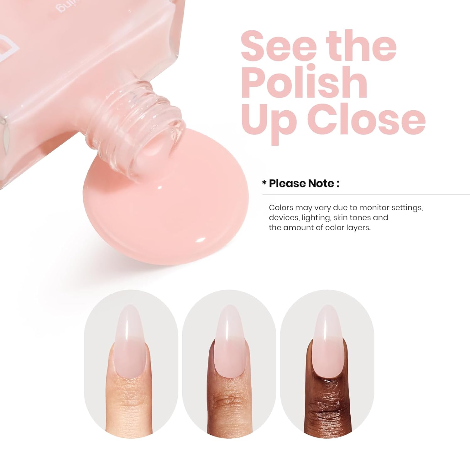 Beetles Nail Polish - Light Pink Natural Nail Polish Natural Nail Concealer Fast Dry Quick Nail Strengthener and Growth Treatment for Thin and Damaged Nails,0.51 FL OZ - Image 7