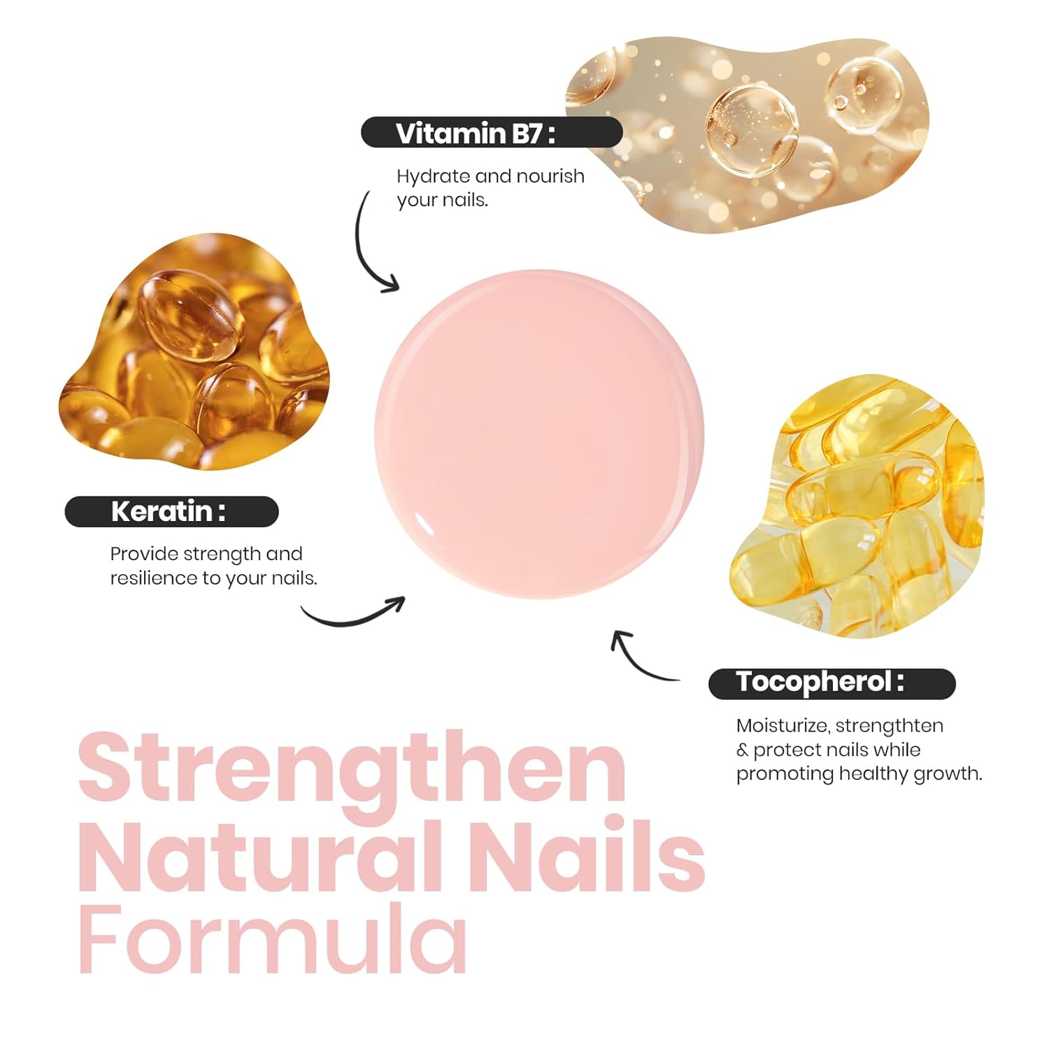 Beetles Nail Polish - Light Pink Natural Nail Polish Natural Nail Concealer Fast Dry Quick Nail Strengthener and Growth Treatment for Thin and Damaged Nails,0.51 FL OZ - Image 3
