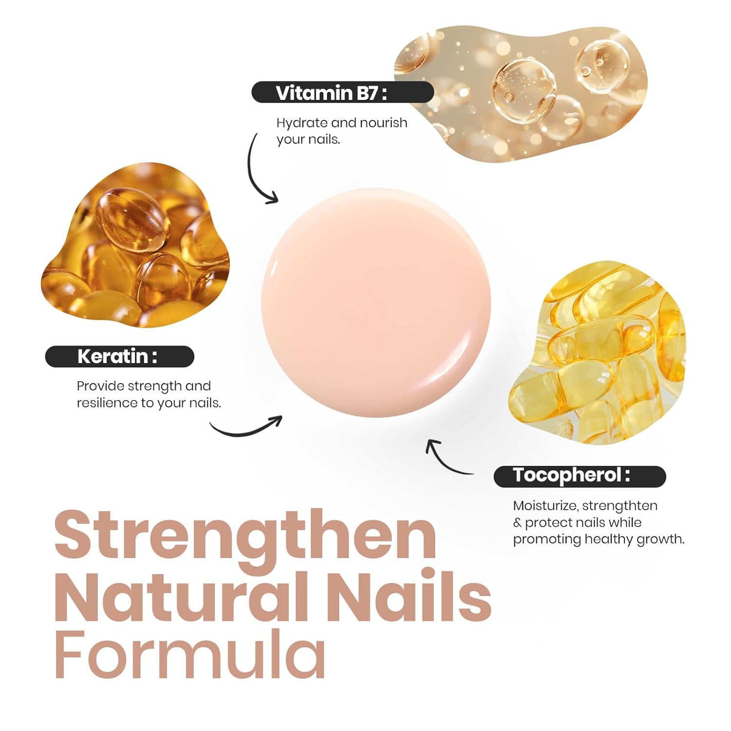 Beetles Nail Polish - Nude Nail Polish Shimmer Nail Concealer Fast Dry Quick Natural Nail Strengthener and Growth Treatment for Thin and Damaged Nails,0.51 FL OZ - Image 3