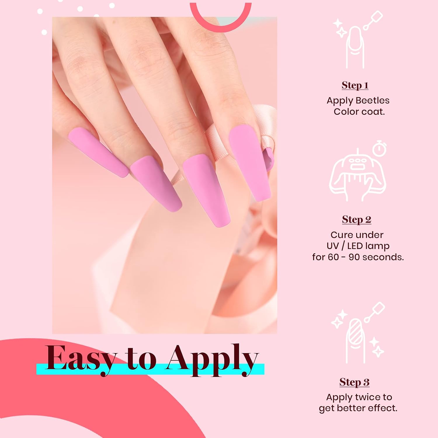 Beetles Neon Pink Gel Nail Polish 15ml Bright Summer Gel Nail Polish Bubble Baby Pink Color Soak Off Uv LED Nail Lamp Nail Art Manicure Salon DIY Home Gifts for Mom - Image 4
