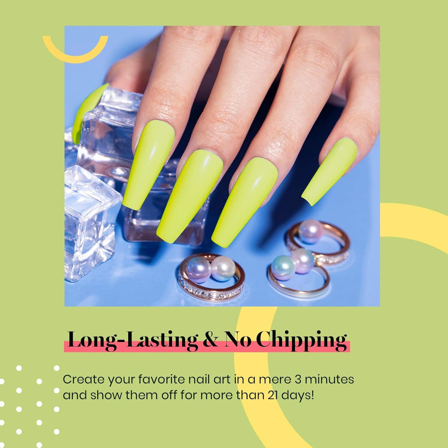 Beetles Neon Yellow Gel Nail Polish, Bright Yellow Lala Lime Color Neon Gel Polish Soak Off Uv Led Nail Lamp Gifts for Women -Size: 15 ml/Each - Image 5