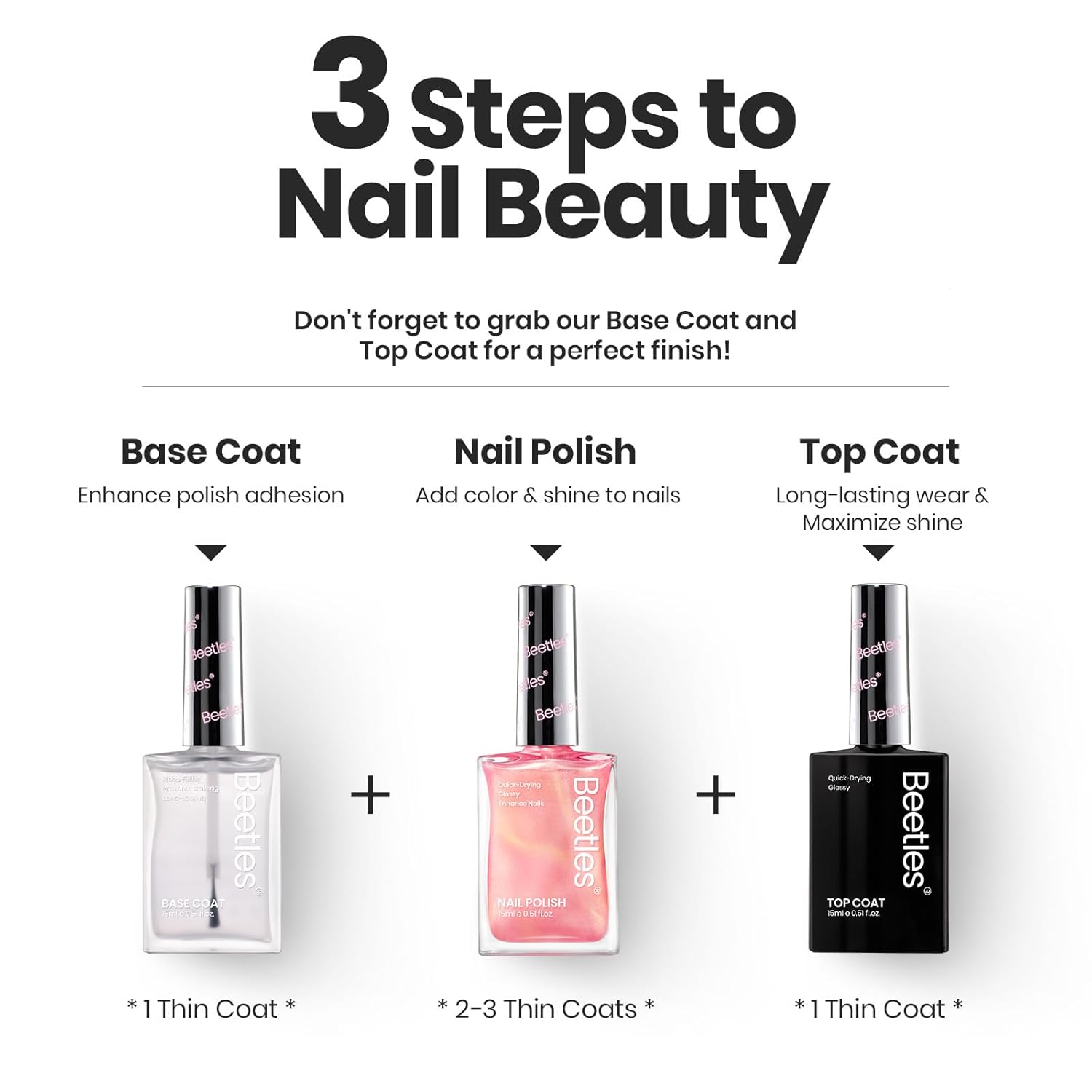 Beetles Pearl Nail Polish Set Mermaid Glow, 6 Colors Shimmer Pearl Pink Purple Quick Dry Nail Polish Long Lasting DIY Manicure Gift for Girls Women Nail Strengthener Polish - Image 7