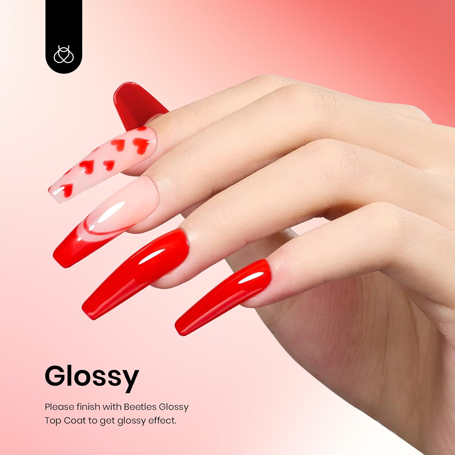 Beetles Red Gel Nail Polish, 1 Pcs 15ml 0.51 FL.OZ Red Color Soak Off U V LED Gel Polish Nail Art Design Manicure Salon DIY Salon - Image 3
