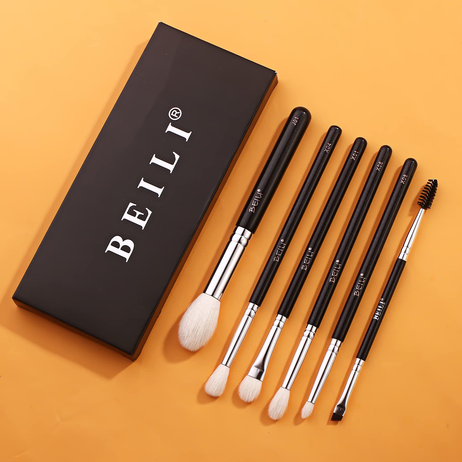 BEILI Eye Makeup Brushes 6pcs Eyeshadow Brushes Natural Goat Professional Makeup Brushes Set for Eyeshadow, Blending, Eyebrow, Highlighter - Image 2