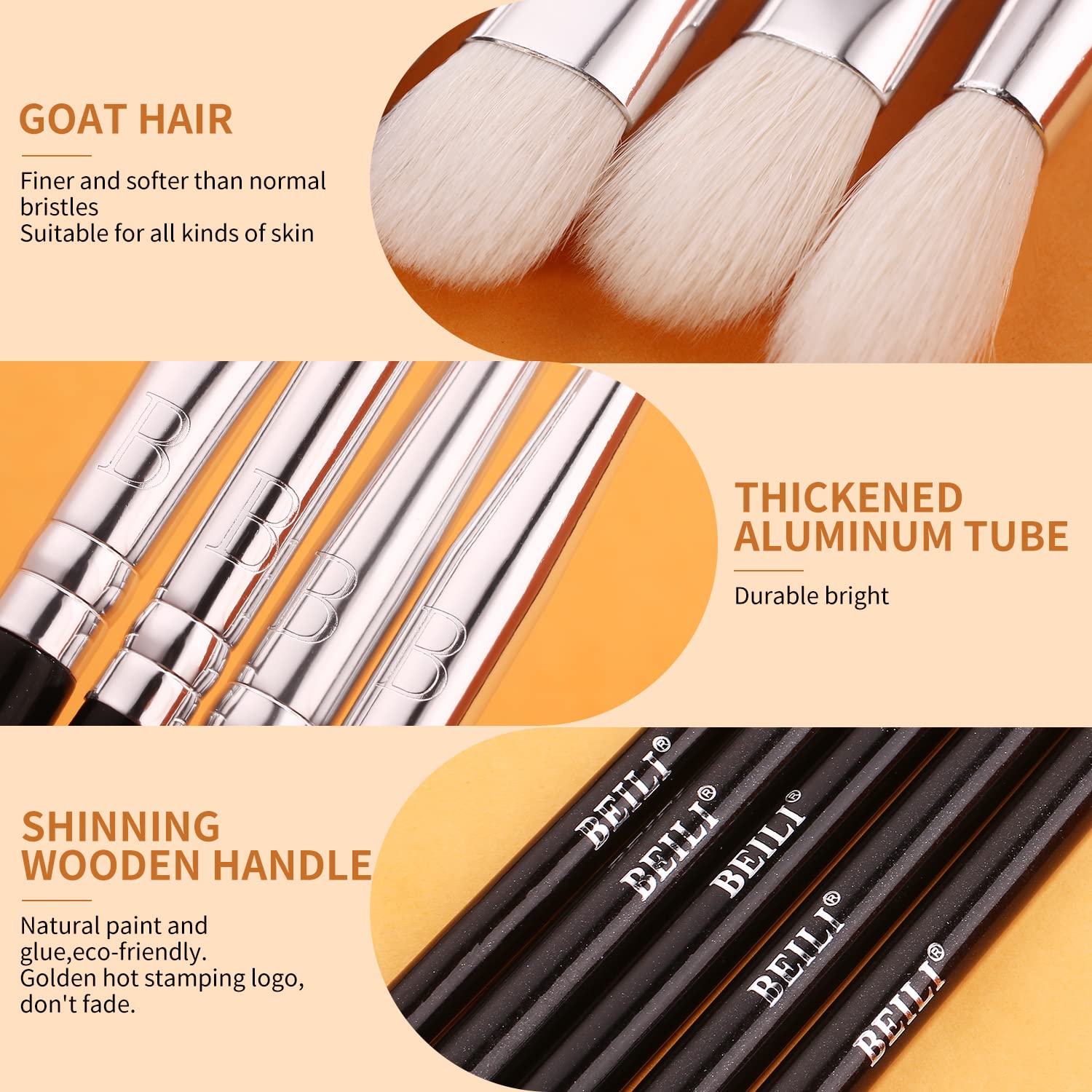 BEILI Eyeshadow Brush Set Professional Eye Blending Brushes for Lid Small Soft Eye Brushes 8pcs Natural Goat Hair Eye Makeup Brushes Set - Image 3