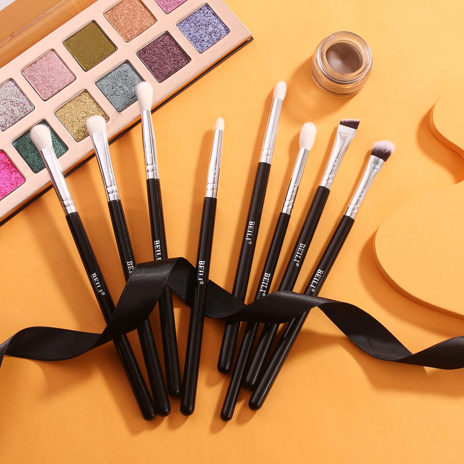 BEILI Eyeshadow Brush Set Professional Eye Blending Brushes for Lid Small Soft Eye Brushes 8pcs Natural Goat Hair Eye Makeup Brushes Set - Image 2
