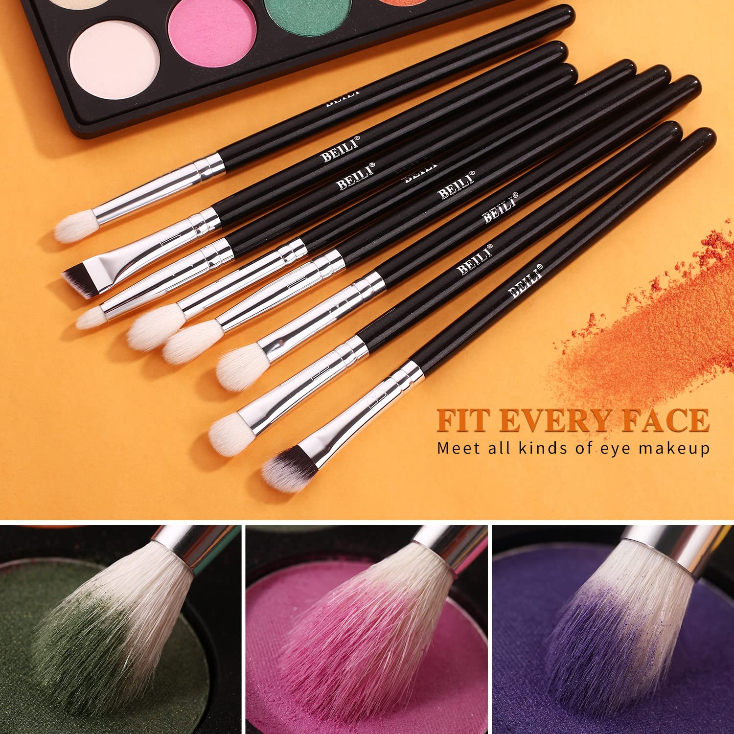 BEILI Eyeshadow Brush Set Professional Eye Blending Brushes for Lid Small Soft Eye Brushes 8pcs Natural Goat Hair Eye Makeup Brushes Set - Image 6