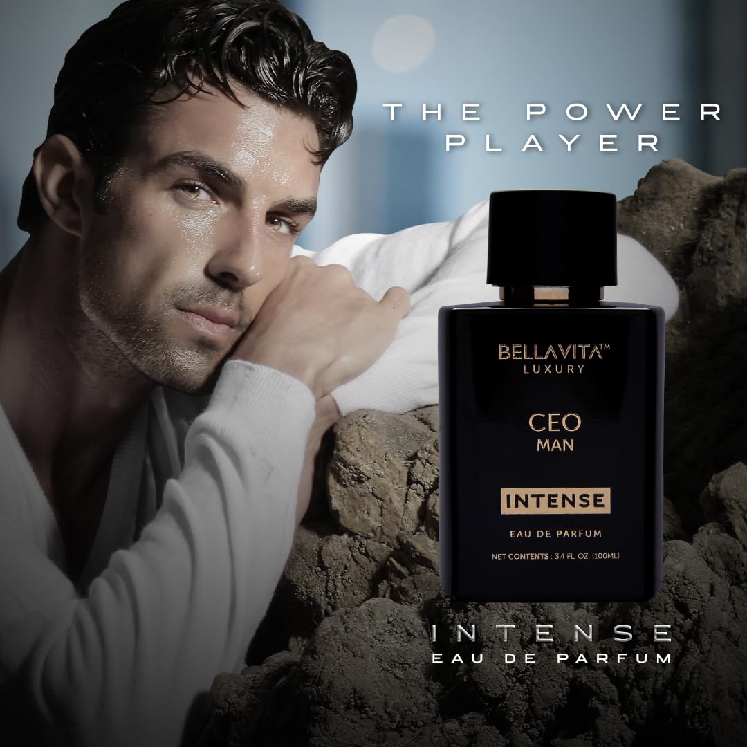 BellaVita Luxury CEO Man INTENSE Eau De Perfume for Men (3.4 fl.oz) | Long-Lasting Mens Cologne with Bergamot, Lavender, Orchid & Musk | Bold & Woody Gift Perfume Cologne for Men | Vegan CEO Fragrance - Image 4