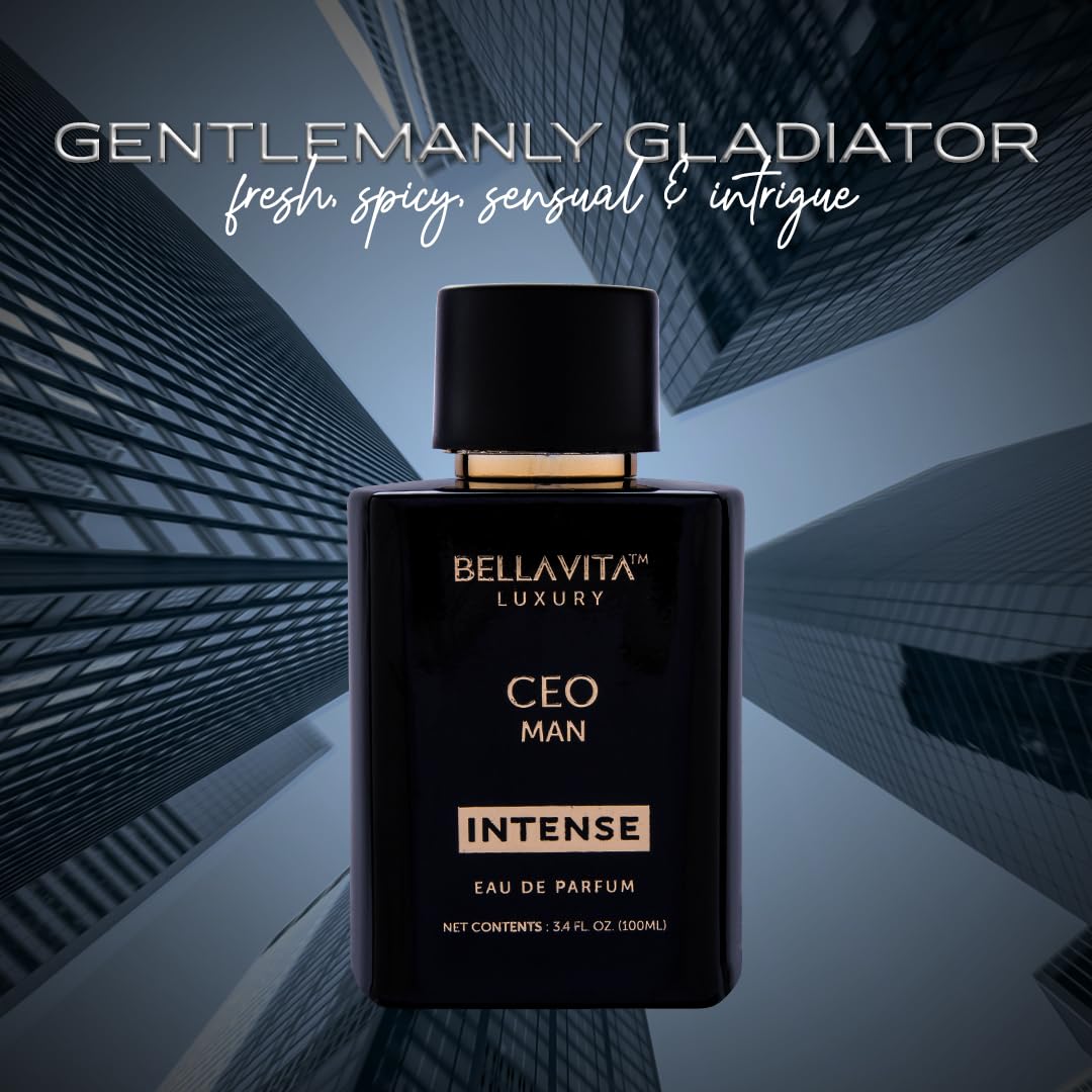 BellaVita Luxury CEO Man INTENSE Eau De Perfume for Men (3.4 fl.oz) | Long-Lasting Mens Cologne with Bergamot, Lavender, Orchid & Musk | Bold & Woody Gift Perfume Cologne for Men | Vegan CEO Fragrance - Image 2