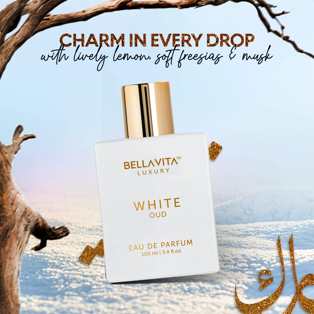BellaVita Luxury White OUD Unisex Perfume 100Ml | Premium Arabic Men and Women Perfumes | Notes of Artemisia, Musk, Oud Vetiver and Freesias | Exquisite Unisex Arabian Perfume for Women & Men - Image 2