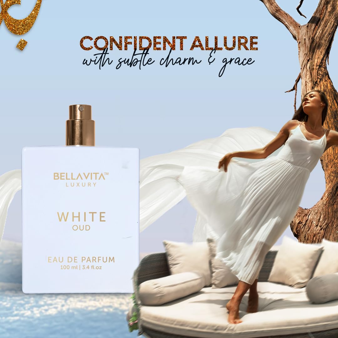 BellaVita Luxury White OUD Unisex Perfume 100Ml | Premium Arabic Men and Women Perfumes | Notes of Artemisia, Musk, Oud Vetiver and Freesias | Exquisite Unisex Arabian Perfume for Women & Men - Image 4