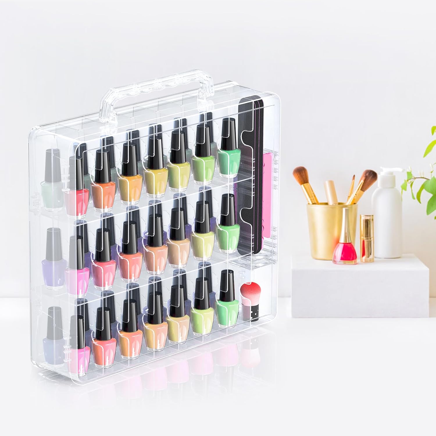 Beloving 48 Bottle Transparent Adjustable Nail Polish Holder Storage Case - Image 6