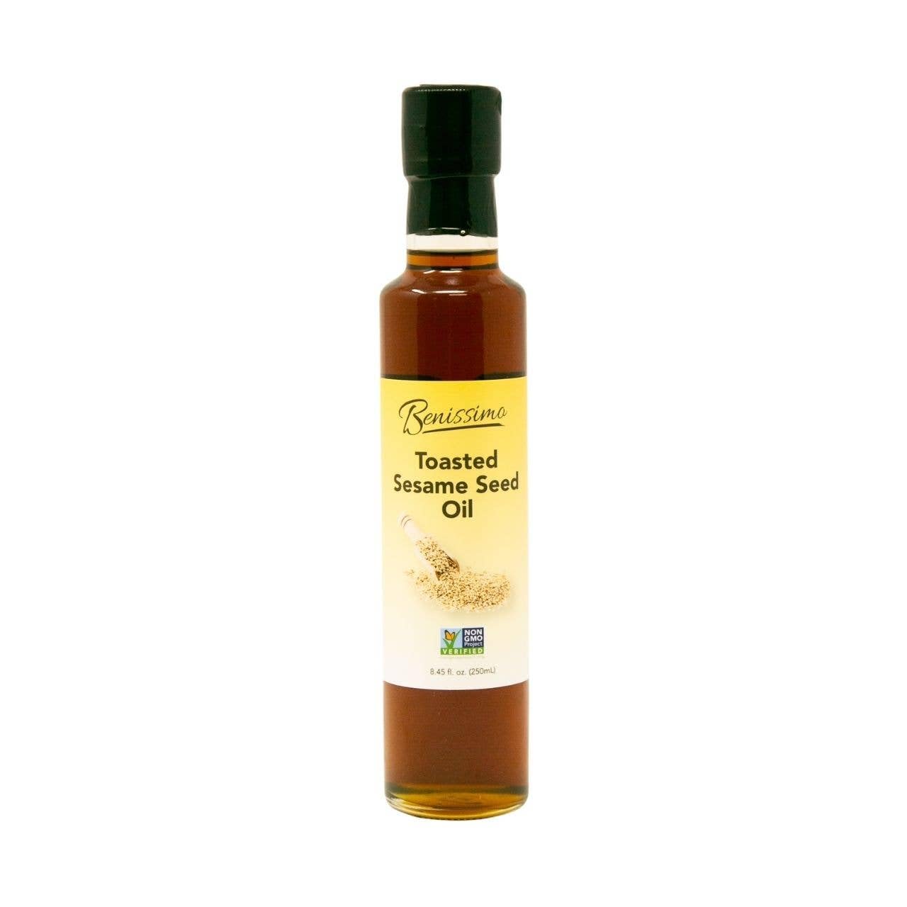 Benissimo 100% Toasted Sesame Oil, Glass Bottle, Non-GMO Cooking Oil, 8.45 FL Oz