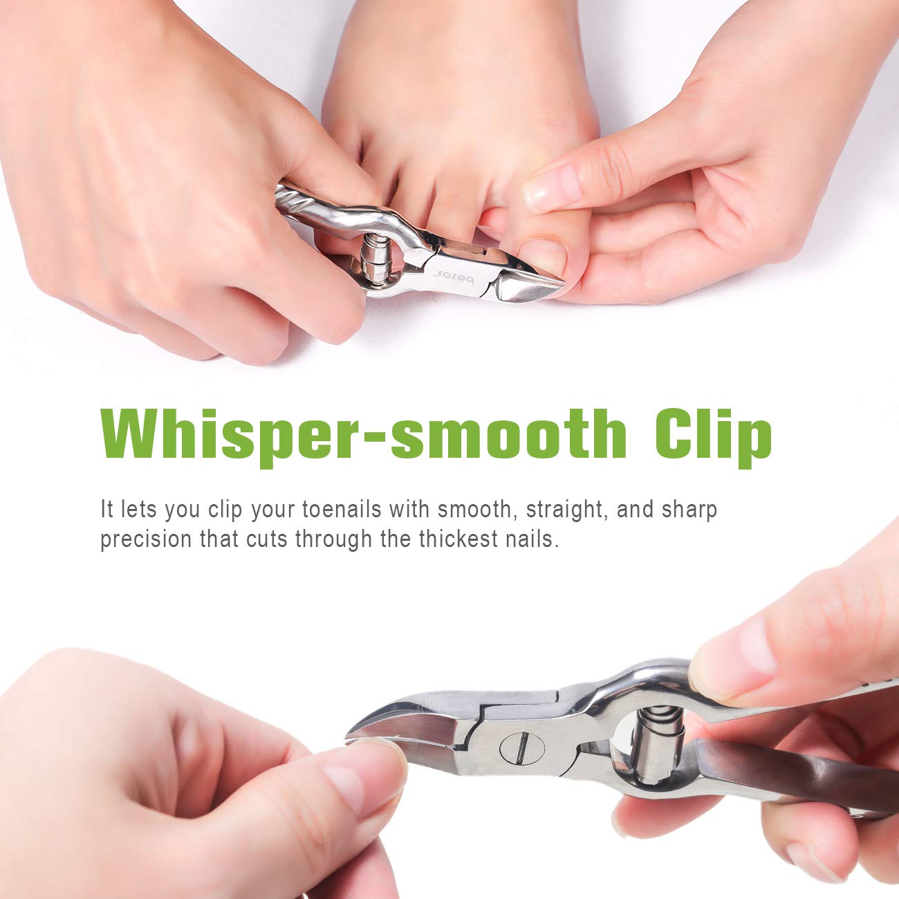 BEZOX Heavy Duty Podiatrist Toenail Clippers for Thick and Ingrown Nails, Stainless Steel Toe Nail Clipper, Pordiatry Ingrwon Toenail Tools - Silver - Image 5
