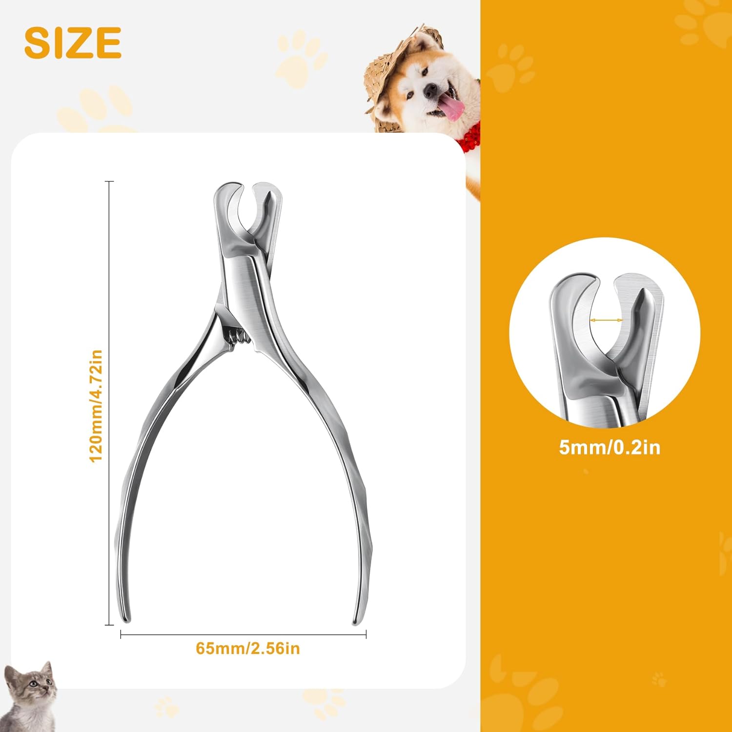 BEZOX Pet Nail Clippers, Whole Stainless Steel Cat Claw Trimmer with Anti Slip Handle, Autoclavable Small Dog Nail Clipper Cutters - Silver - Image 6