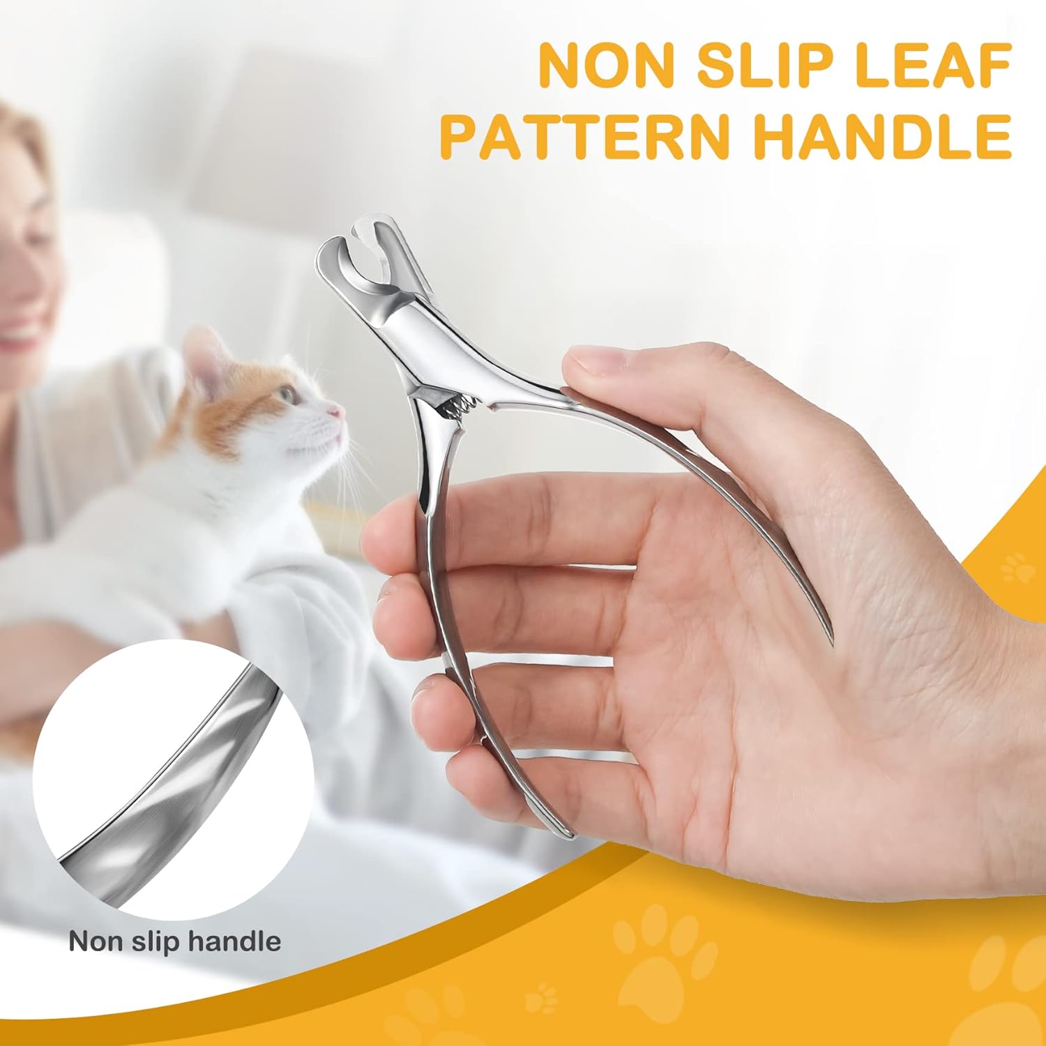 BEZOX Pet Nail Clippers, Whole Stainless Steel Cat Claw Trimmer with Anti Slip Handle, Autoclavable Small Dog Nail Clipper Cutters - Silver - Image 2
