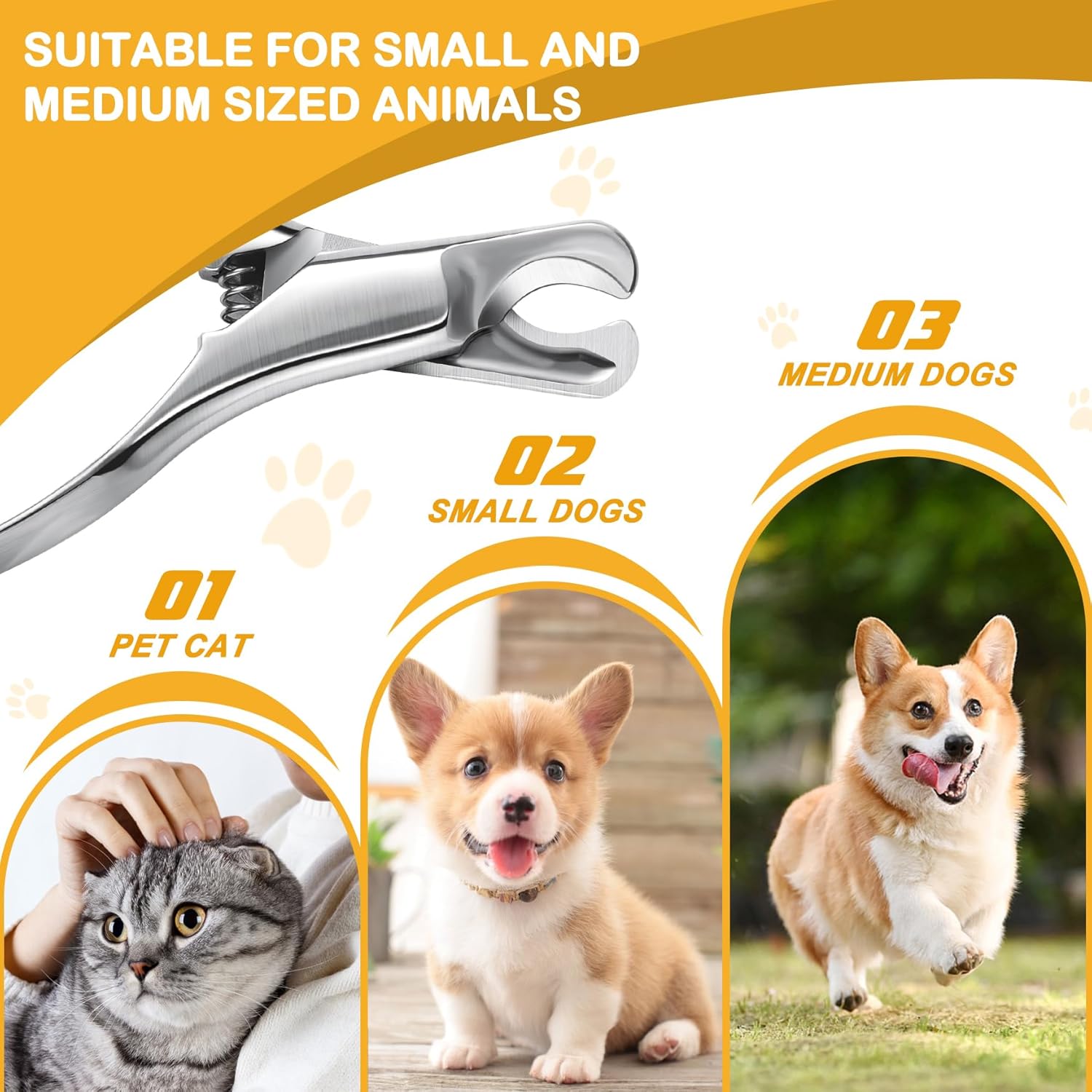 BEZOX Pet Nail Clippers, Whole Stainless Steel Cat Claw Trimmer with Anti Slip Handle, Autoclavable Small Dog Nail Clipper Cutters - Silver - Image 5