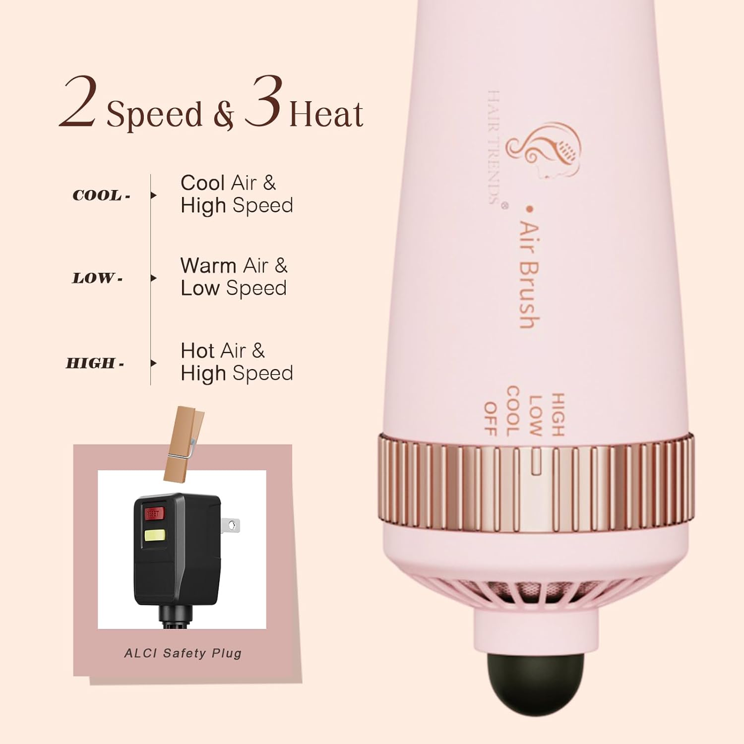 Large 4-in-1 Hot Air Brush Dryer with 75MM Titanium Barrel for Thick Hair - Image 8