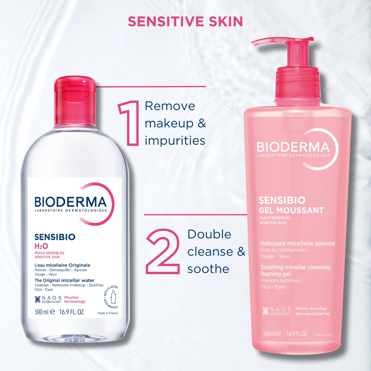 Bioderma - Sensibio - H2O Micellar Water - Makeup Remover Cleanser - Face Cleanser for Sensitive Skin - Image 8