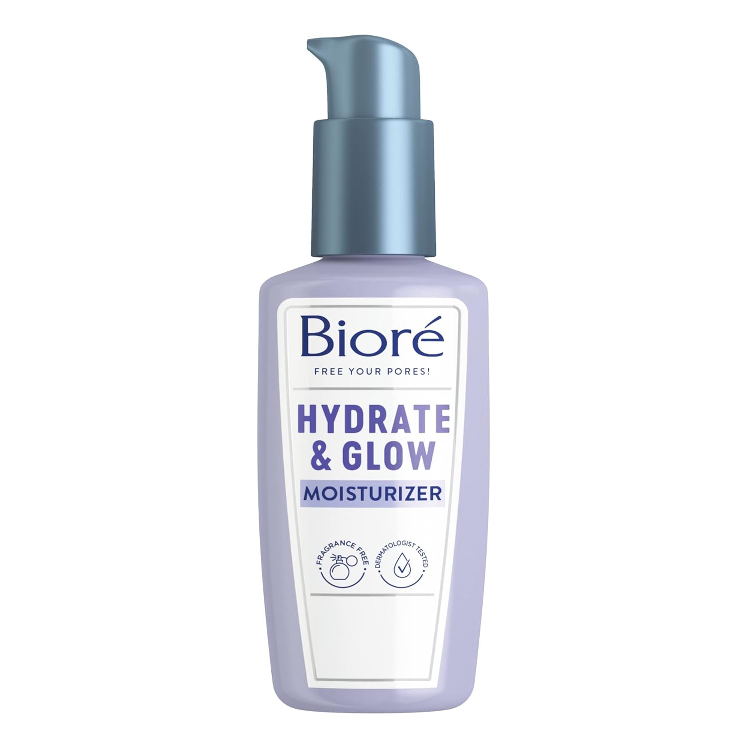 Biore Hydrate & Glow Facial Moisturizer for Dry Skin, Sensitive Skin, Infused with Coconut Water, Prebiotics and Avocado Oil, Dermatologist Tested, Fragrance Free,3.4 Oz
