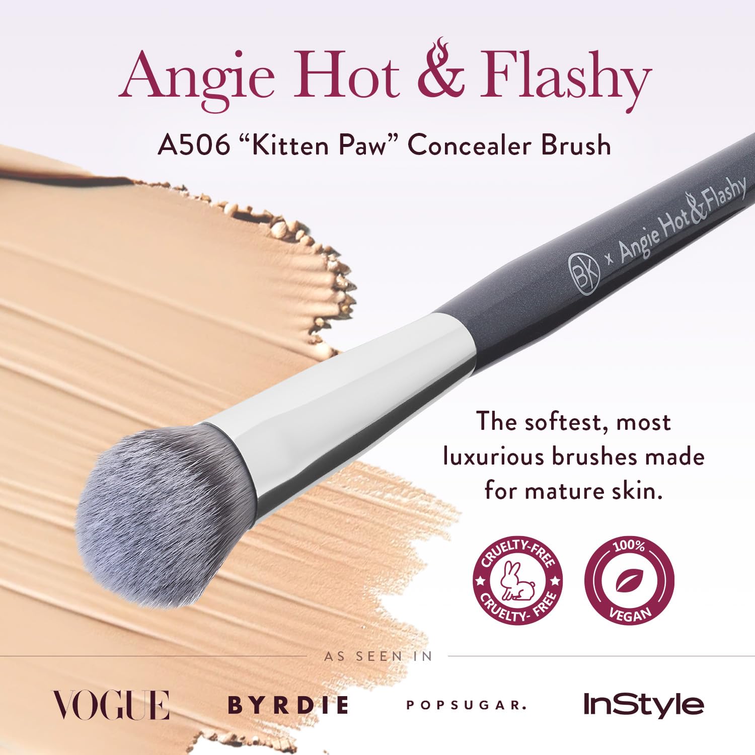 BK BEAUTY BRUSHES - ANGIE HOT & FLASHY A506 CONCEALER - Viral "Kitten Paw" Face Brush - Under-Eye Concealing and Contouring - Makeup Brushes - Image 2
