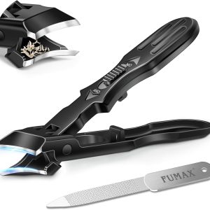 Ingrown Toenail Clippers - Eagle Beak Nail Clippers for Thick Toenails, Wide Jaw Opening Slanted Toe Nail Clippers for Seniors Men Women, Long Handle, Anti Splash, Black