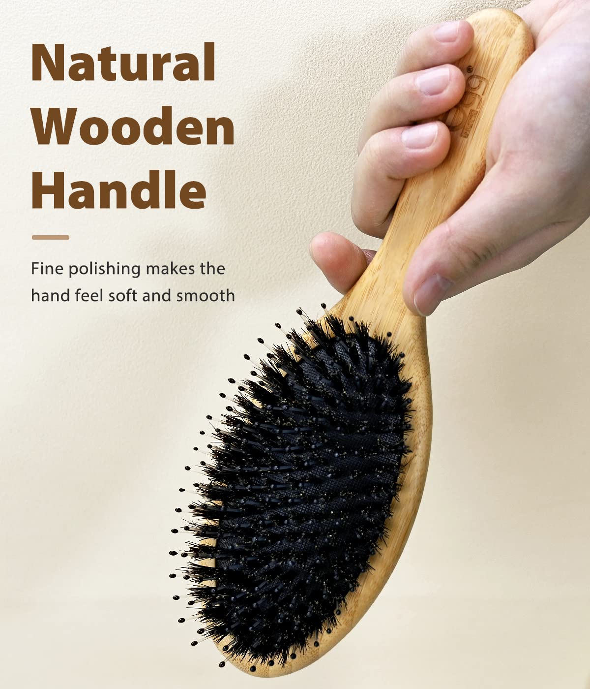 BLACK EGG Boar Bristle Brush for Wet/Dry Hair - Smoothing, Massaging, Detangling, Reduce Frizz, Restore Shine - Bamboo Brush for Women, Men, Kids - Image 7