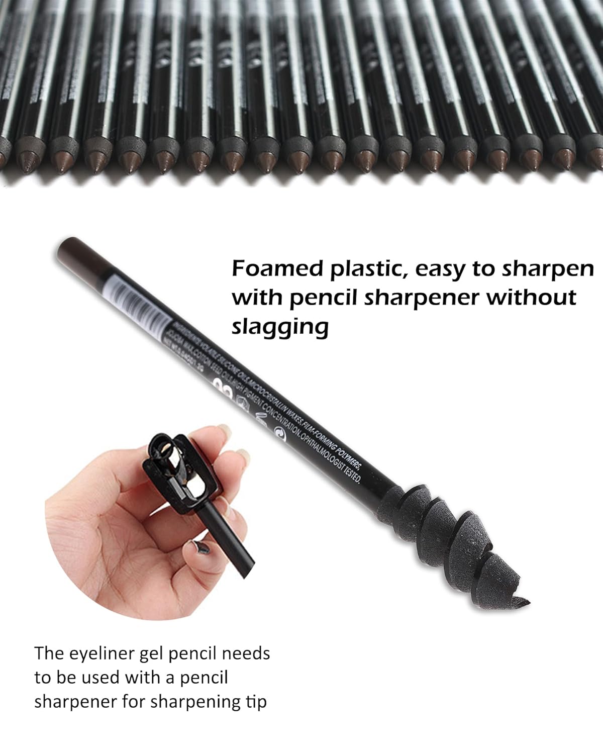 Black Gel Eyeliner-2 Pcs Black Waterproof Smudgeproof Matte Waterline Gel Eye Liner Pencil,Longlasting Eye Liner Pen, Smooth Easy-to-Sharpen Water Line Pencil for Older Women Eye Makeup,with Sharpener - Image 5