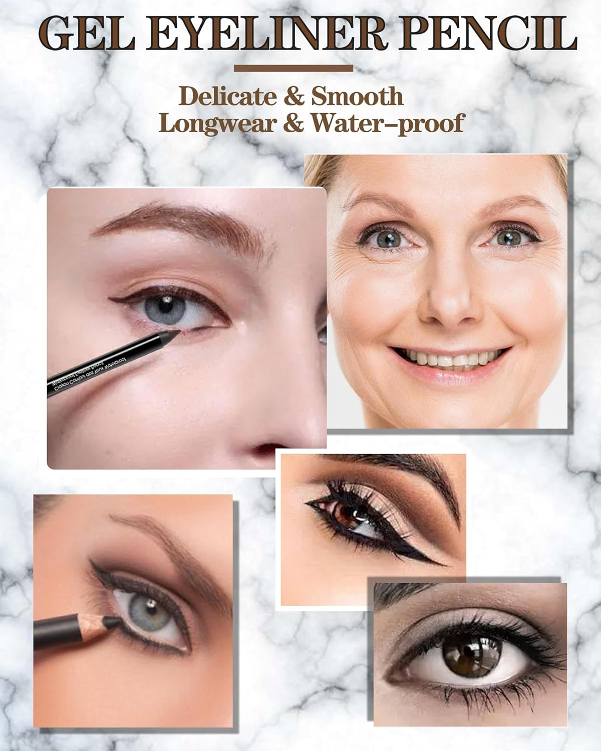 Black Gel Eyeliner-2 Pcs Black Waterproof Smudgeproof Matte Waterline Gel Eye Liner Pencil,Longlasting Eye Liner Pen, Smooth Easy-to-Sharpen Water Line Pencil for Older Women Eye Makeup,with Sharpener - Image 6
