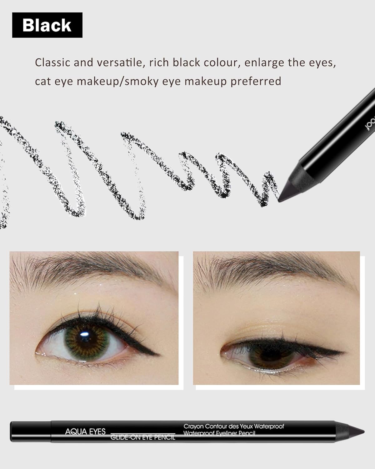 Black Gel Eyeliner-2 Pcs Black Waterproof Smudgeproof Matte Waterline Gel Eye Liner Pencil,Longlasting Eye Liner Pen, Smooth Easy-to-Sharpen Water Line Pencil for Older Women Eye Makeup,with Sharpener - Image 2