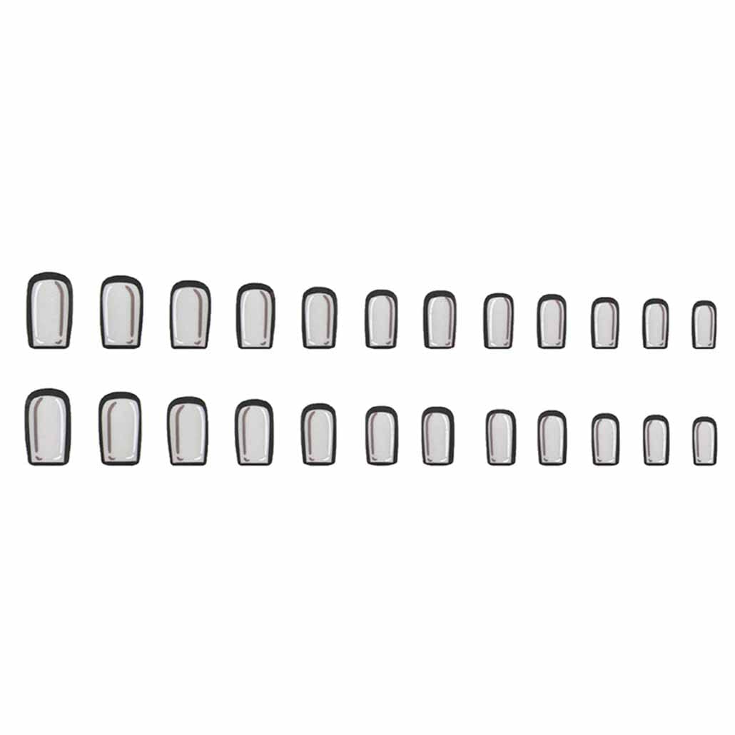 Black Press on Nails Comic Medium Long, Acrylic Fake Nails Square Cartoon False Nails,Artificial Nails for Women and Girls 24 pcs - Image 4