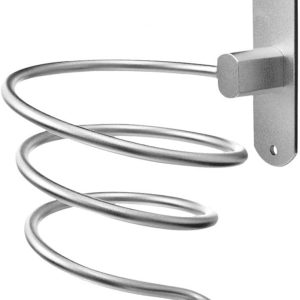 Blow Dryer Holder Wall Mounted Bathroom Hair Dryer Hanger Hair Tool Organizer for Full Size Dryer Swivel Storage Rack with Armrests for Flat Iron Curling Iron Space Saving Design (Silver)