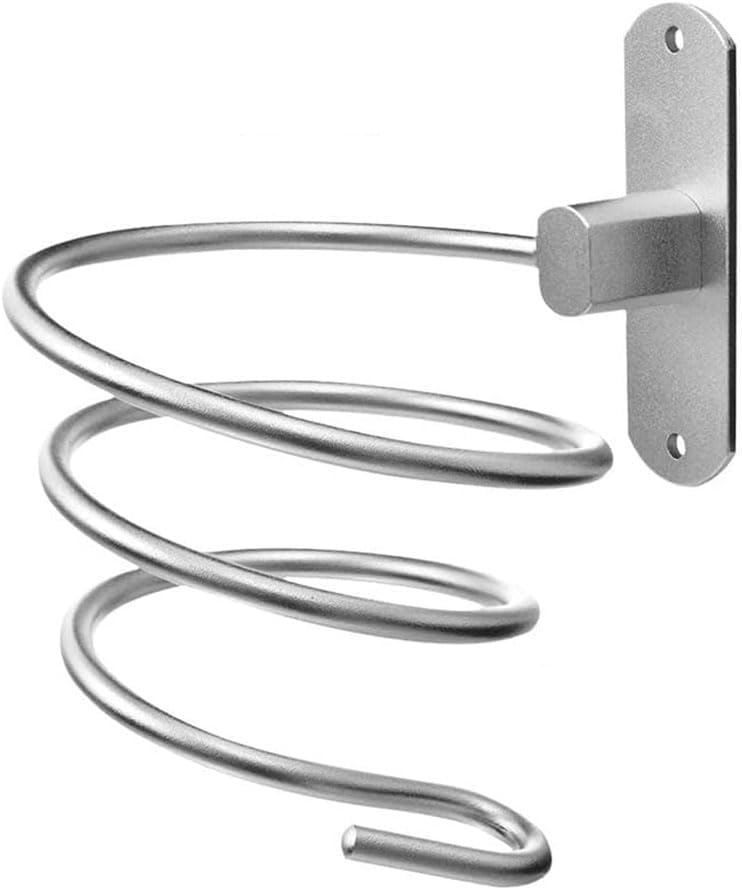 Blow Dryer Holder Wall Mounted Bathroom Hair Dryer Hanger Hair Tool Organizer for Full Size Dryer Swivel Storage Rack with Armrests for Flat Iron Curling Iron Space Saving Design (Silver)