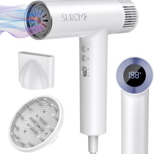 Blow Dryer,110000RPM High-Speed Brushless Motor, Fast-Drying Negative Ions Intelligent Constant Temperature Hair Care Dryers, Professional Hair Dryer with Attachments for Home&Salon (White)