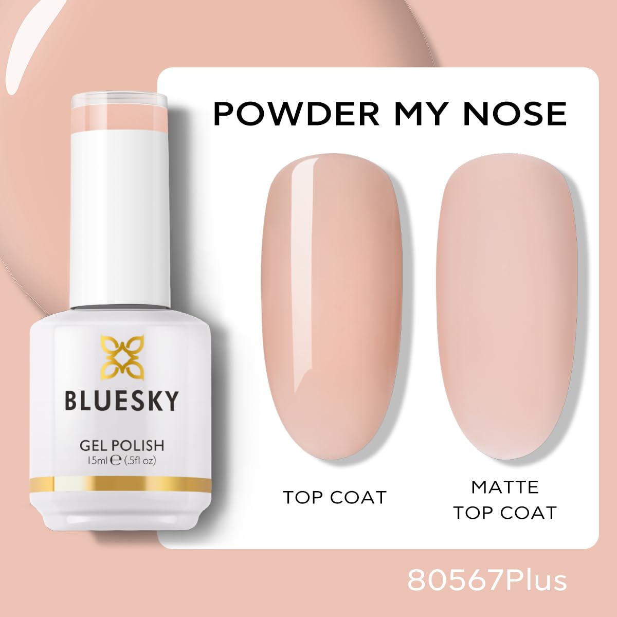 BLUESKY Nude Nail Polish - Skin Tones French Manicure Nail Soak Off Gel Polish,Vegan,Nail Art,DIY at Home,15ml 80567P POWDER MY NOSE - Image 3