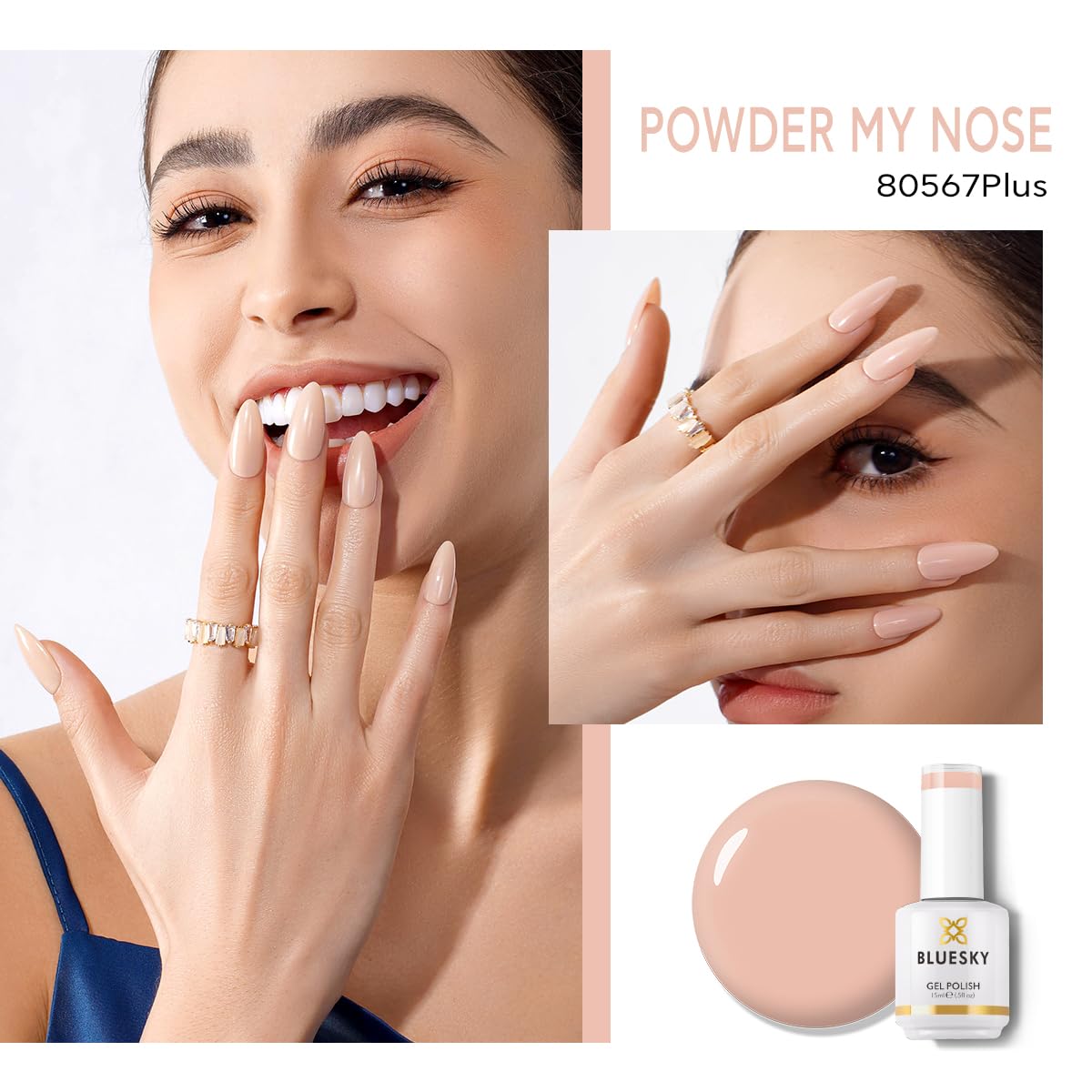 BLUESKY Nude Nail Polish - Skin Tones French Manicure Nail Soak Off Gel Polish,Vegan,Nail Art,DIY at Home,15ml 80567P POWDER MY NOSE - Image 2