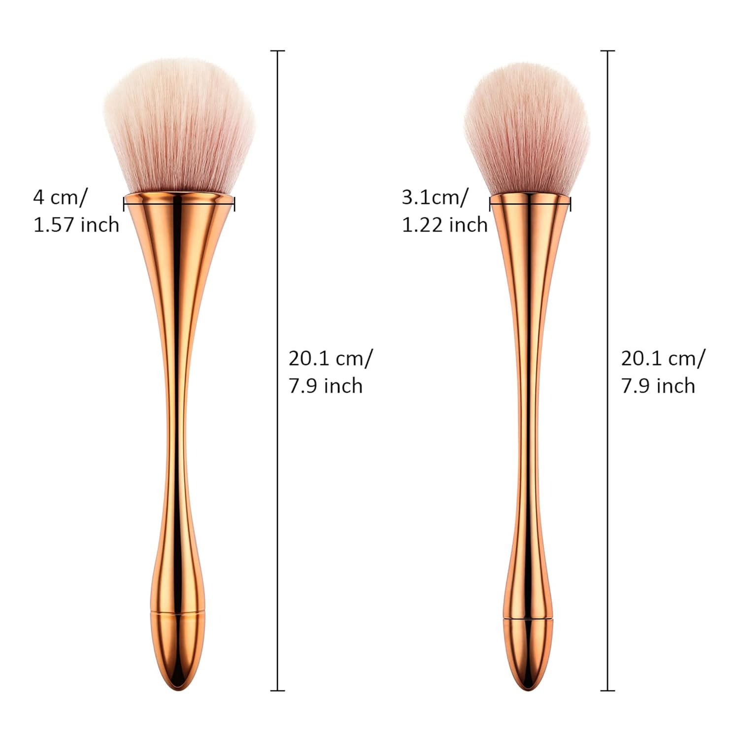 Boao 2 Pcs Large Fluffy Makeup Brushes Soft Bronzer Powder Brush for Coverage Loose Blending Buffing Nail Foundation(Rose Gold) - Image 2